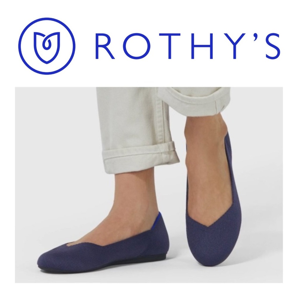 Rothy's Rounded Toe Flats in Maritime Navy Blue - Size 6.5